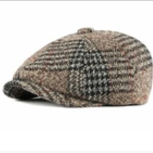 Plaid Wool Newsboy Cap